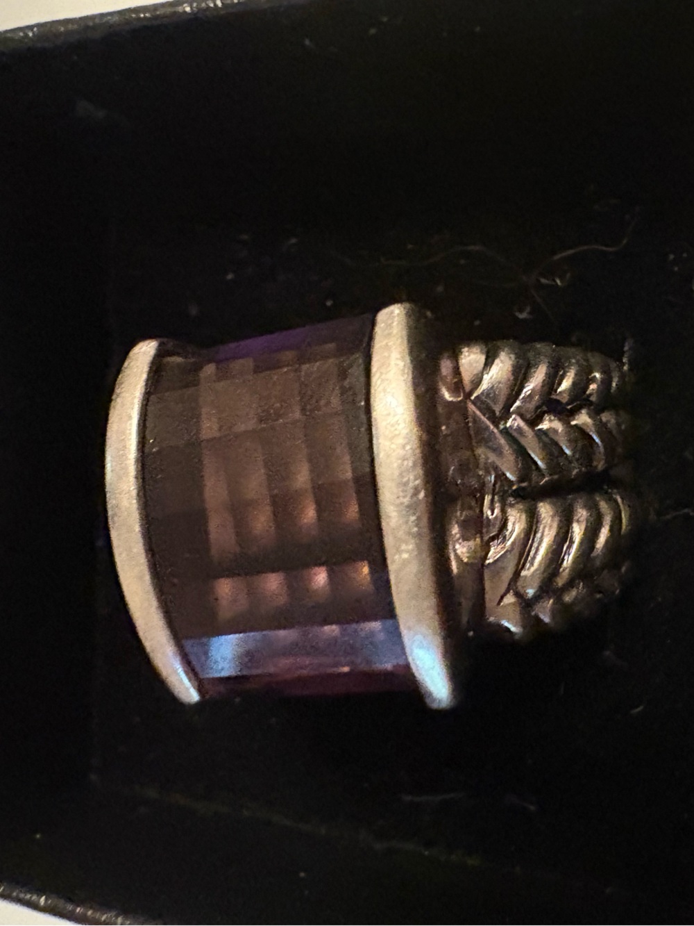Silver Statement Ring with Purple Gem